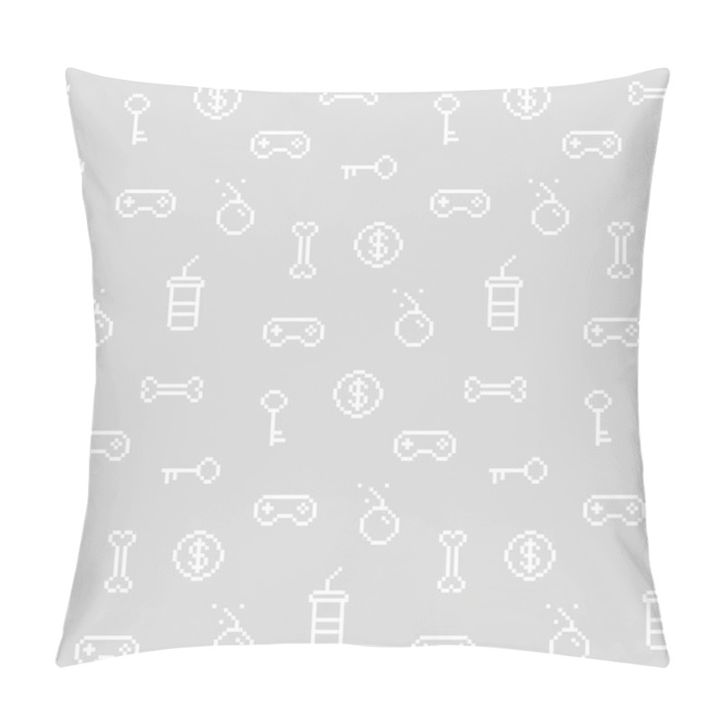 Personality  Seamless Oldschool Gaming Inspired Pattern, Game Icons, Achievem Pillow Covers