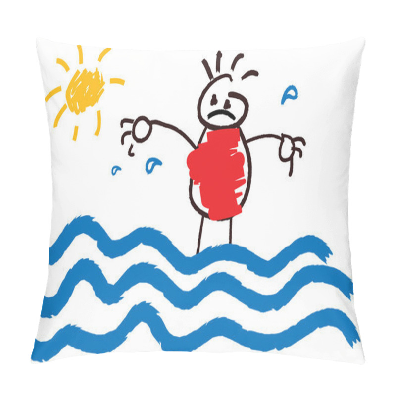 Personality  Scared Cartoon Boy In The River Pillow Covers