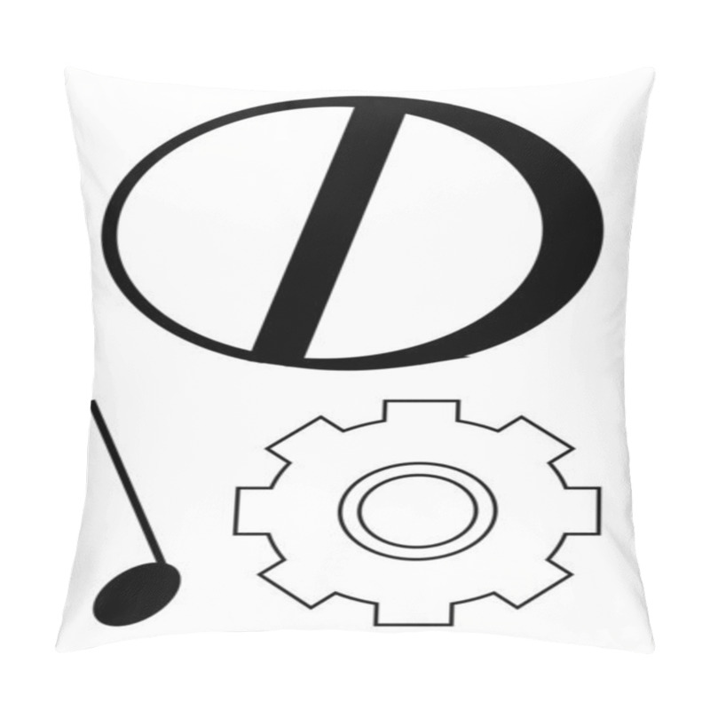 Personality  Divided Circle, Gear With Inner Detailing, And Slim Spoon Create A Bold Contrast. Ideal For Science, Technology, Innovation, Mechanics, Precision, Minimalism Abstract Line Flat Metaphor Pillow Covers