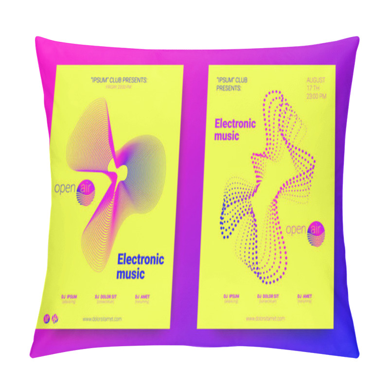 Personality  Vector Poster Of Electronic Music Fest. Distorted Rounds. Pillow Covers