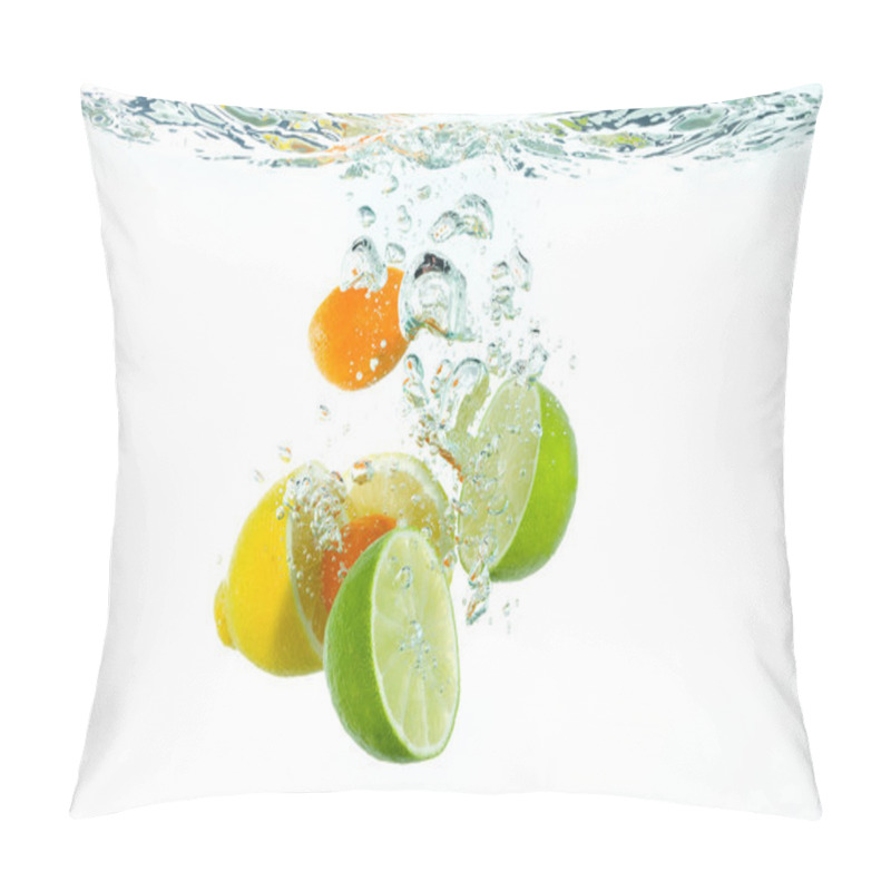 Personality  Citrus Fruit Falling Into Clear Water Pillow Covers