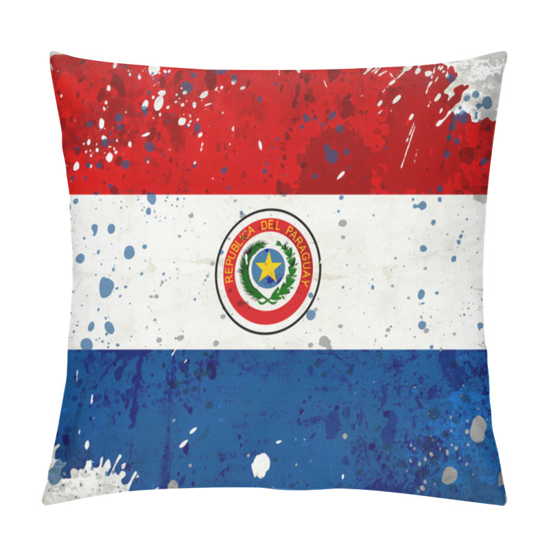 Personality  Grunge Paraguay Flag With Stains Pillow Covers