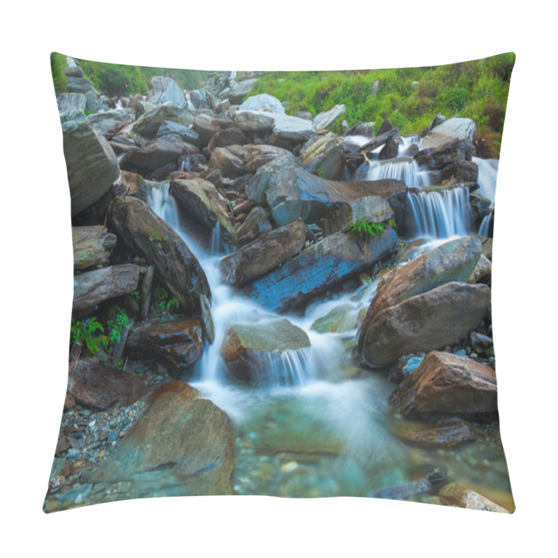 Personality  Bhagsu Waterfall. India Pillow Covers