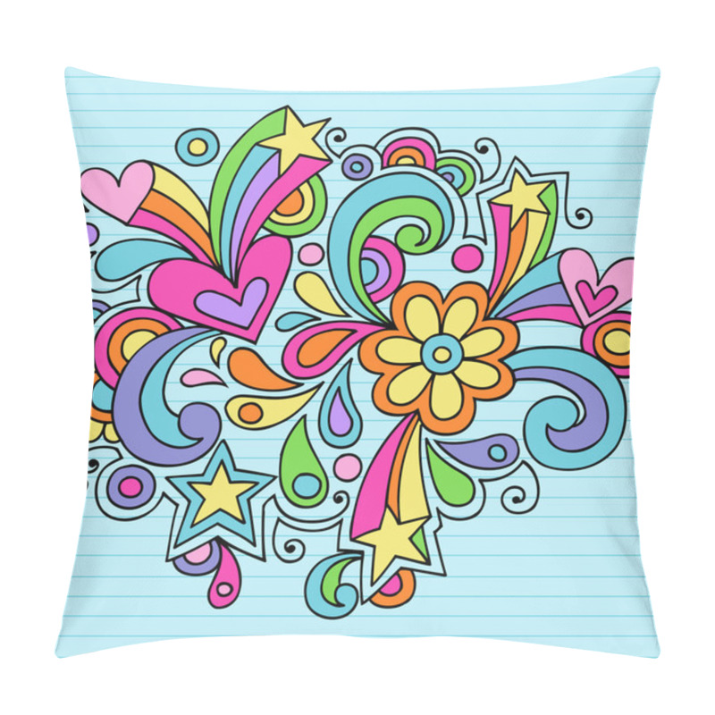 Personality  Flower Power Groovy Psychedelic Doodles Vector Design Pillow Covers