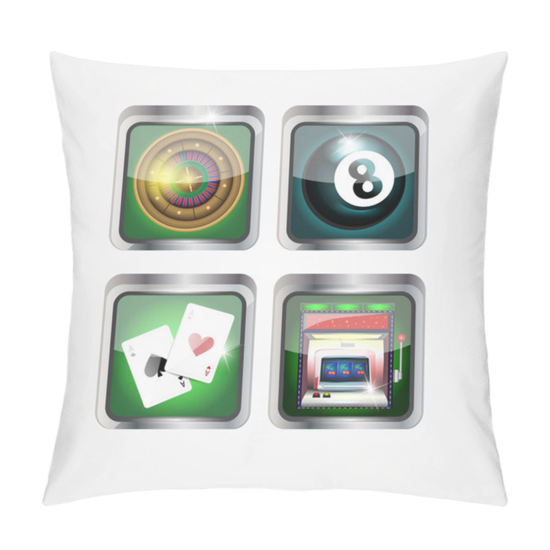 Personality  Casino Icons Vector Illustration Pillow Covers