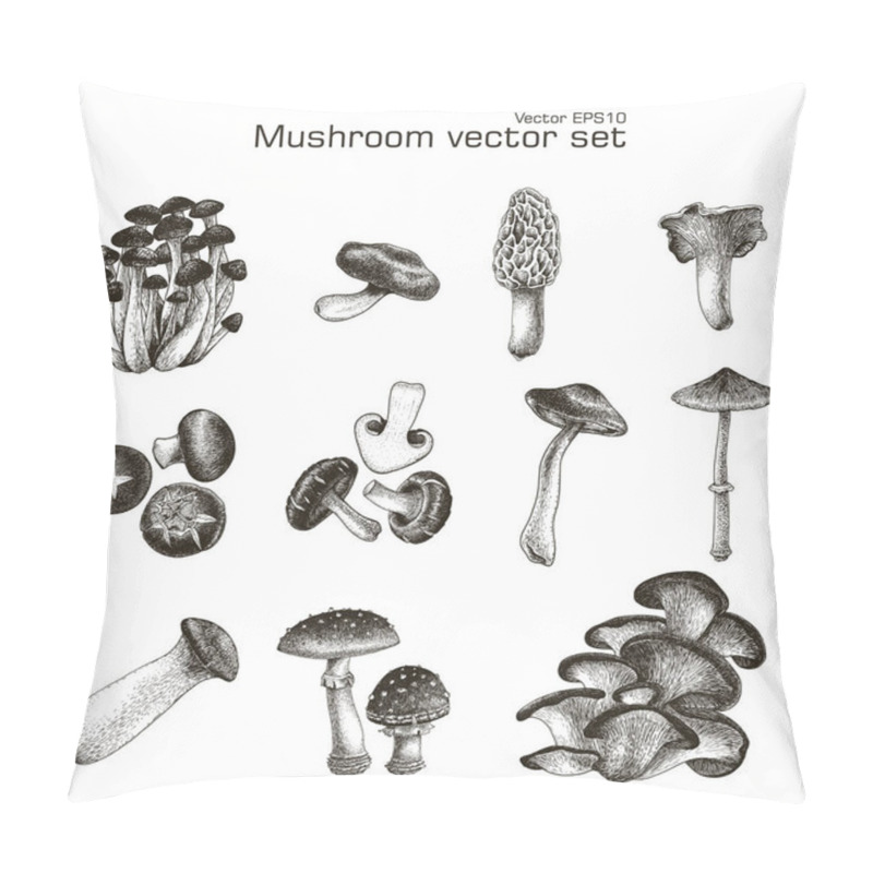 Personality  Mushroom Vector Set Hand Drawing Pillow Covers