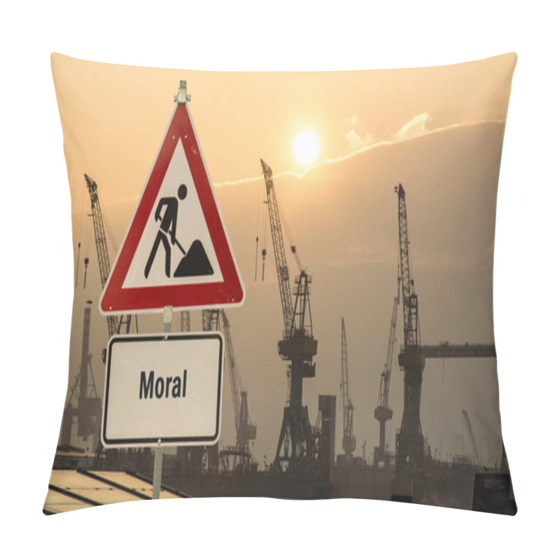 Personality  A Picture With Signposts In The Direction Of Morality In German Pillow Covers