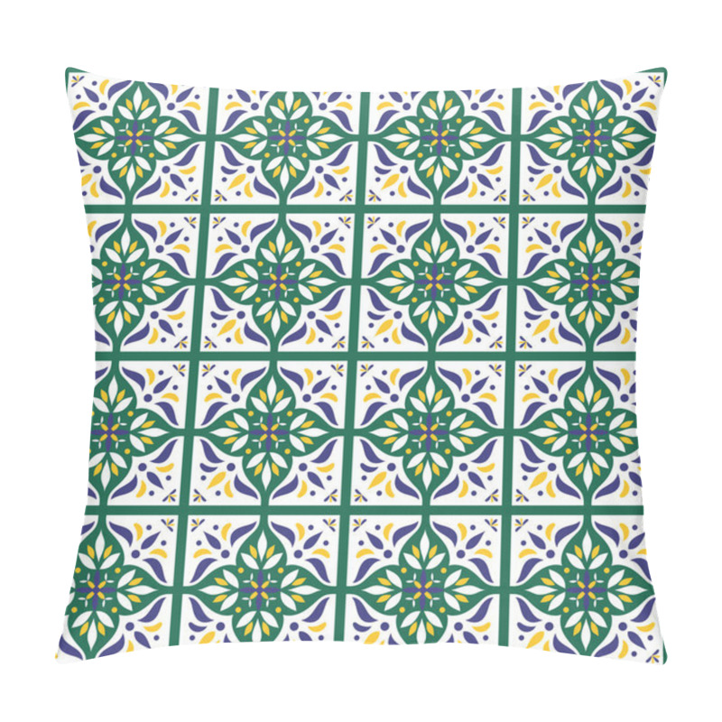 Personality  Tile Pattern Vector Seamless In White, Yellow, Green Pillow Covers