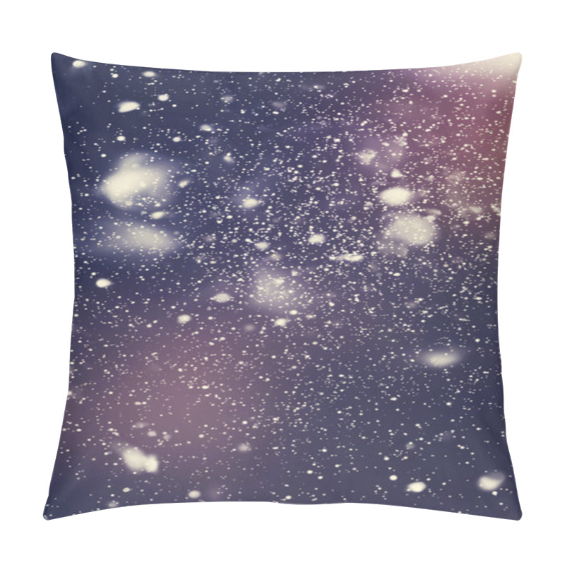 Personality  Snow Falling From Dark Night Sky. Abstract Background Pillow Covers