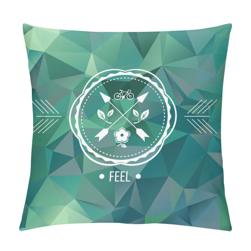 Personality  Green Backdrop And Badge With Cycle, Leaves Pillow Covers