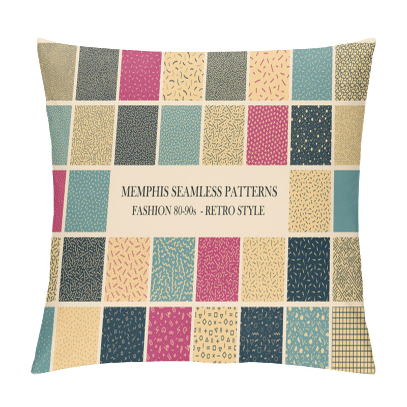 Personality  Vector Collection Of Memphis Seamless Patterns. Retro Design - Fashion 80-90s. Color Textures - Trendy Backgrounds Pillow Covers