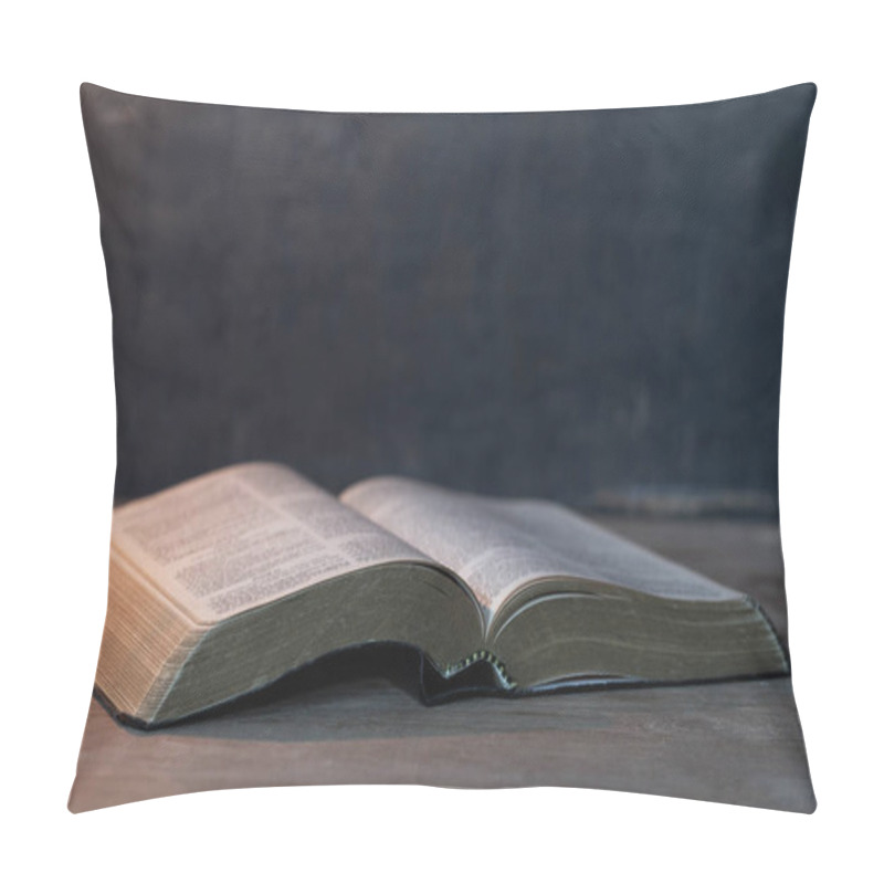 Personality  Bible On Wooden Background Pillow Covers