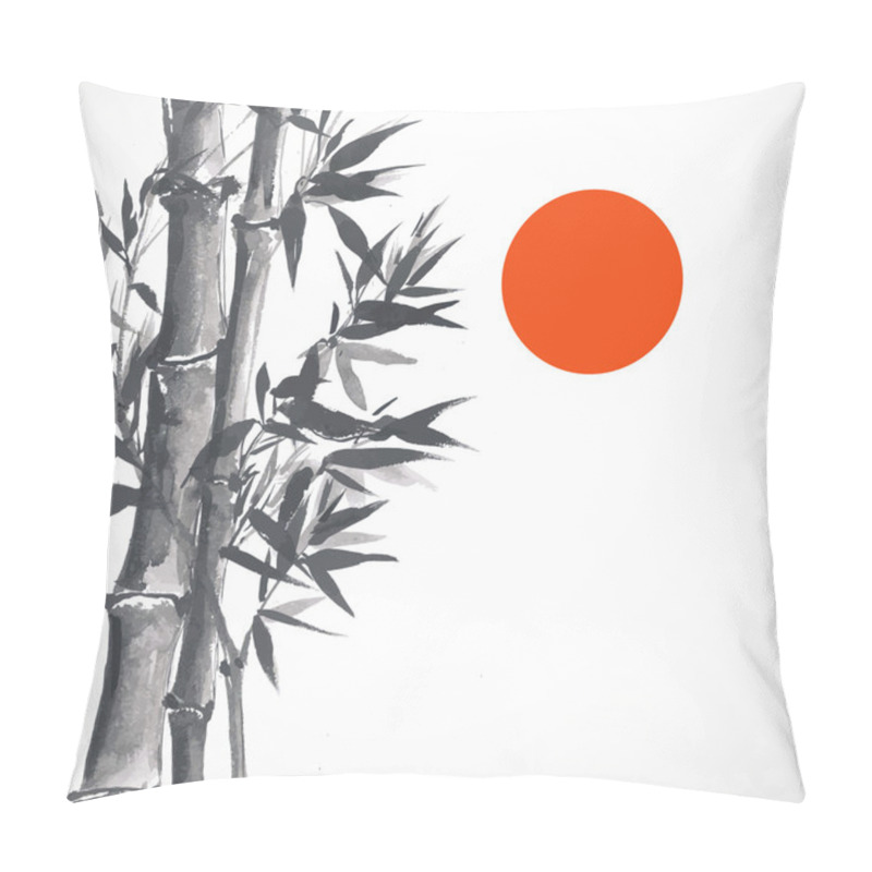 Personality  Bamboo And Red Sun Pillow Covers