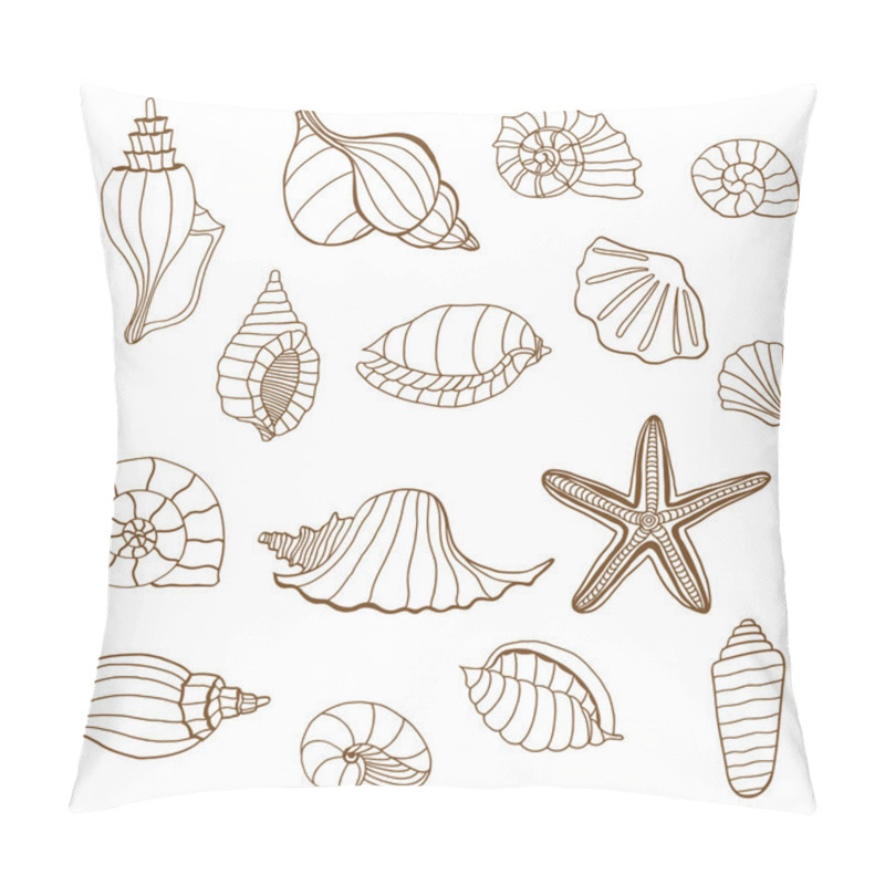 Personality  Sea Shells. Brown And White Pillow Covers