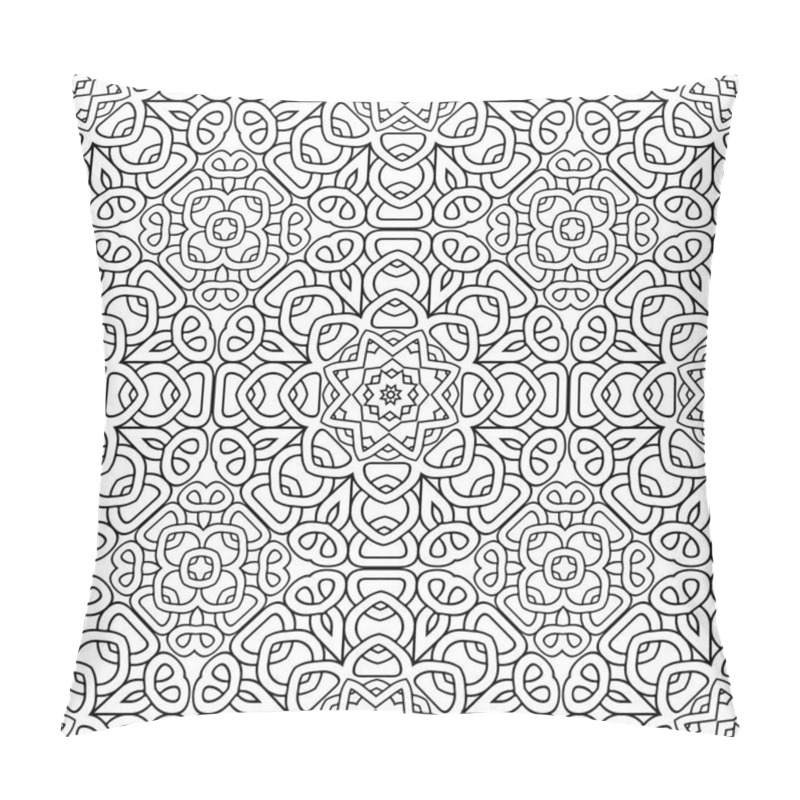 Personality  Celtic Braided Seamless Pattern. Intricate Line Art Pattern. Tribal Ethnic Traditional Vector Background. Fractal Black And White Lacy Pattern. Braided Floral Isolated Lines Ornament. Coloring Book. Pillow Covers