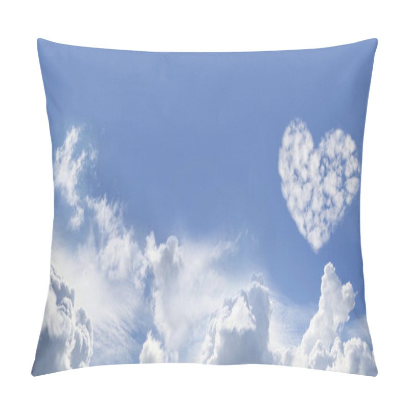 Personality  Blue Sky And Love Heart Shaped Fluffy Clouds Pillow Covers