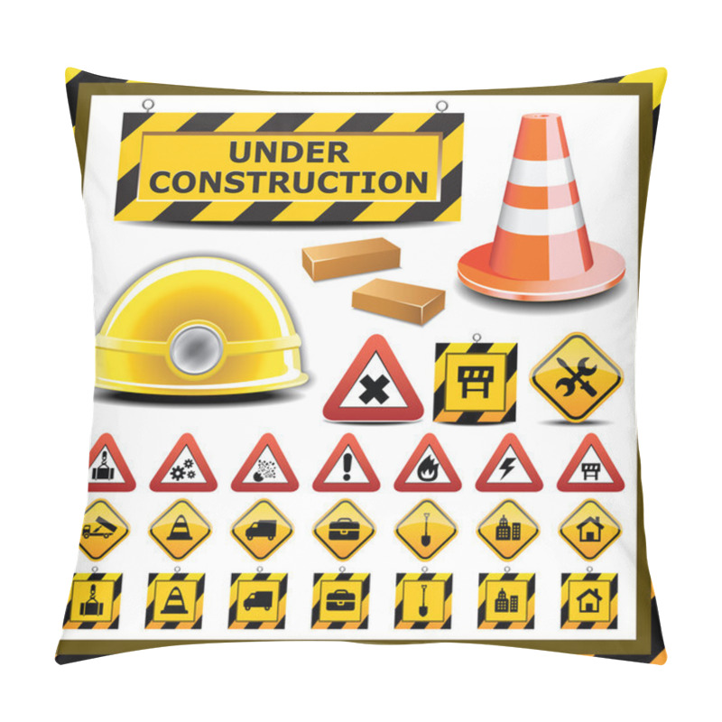 Personality  Different Vector Objects And Elements Related To Construction Pillow Covers