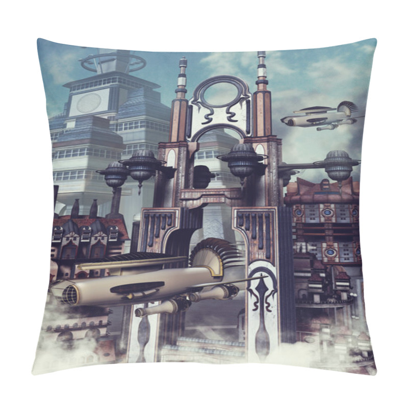 Personality  Futuristic City In The Clouds Pillow Covers