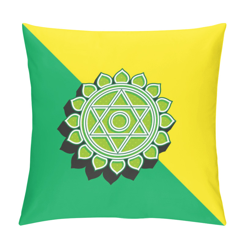 Personality  Anahata Green And Yellow Modern 3d Vector Icon Logo Pillow Covers