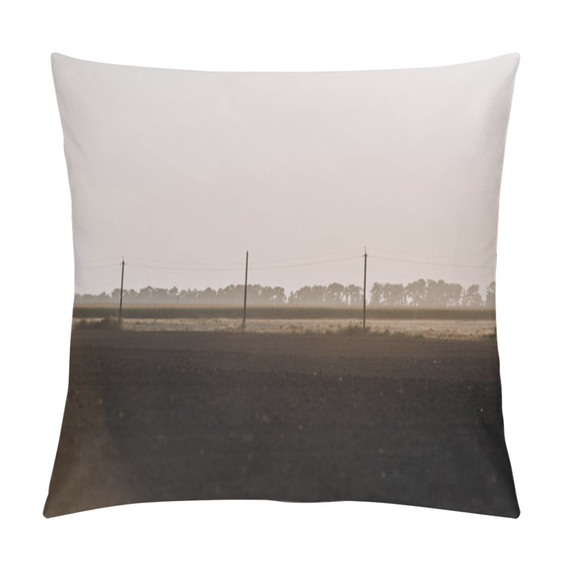 Personality  Rural Scene With Field And Electric Towers In Countryside  Pillow Covers