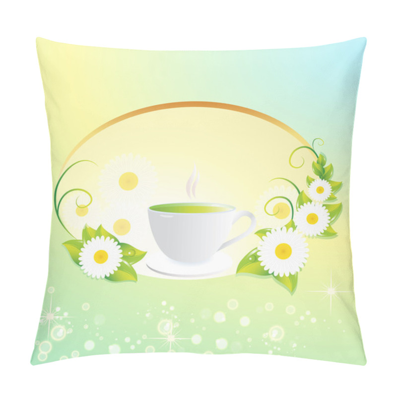 Personality  Vector Background With Tea Cup. Pillow Covers