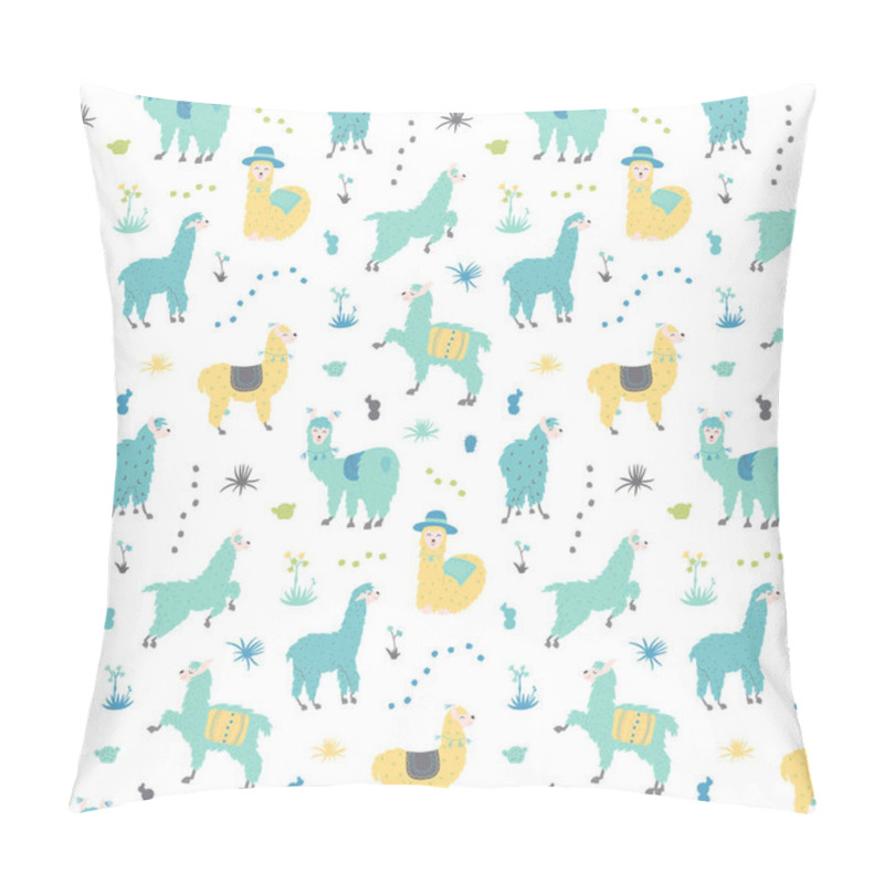 Personality  Vector Seamless Pattern With  Llama Pillow Covers