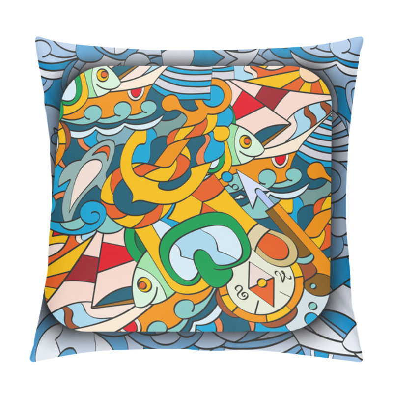 Personality  Doodles On Vacation, Sailing, Fishing Theme  Pillow Covers