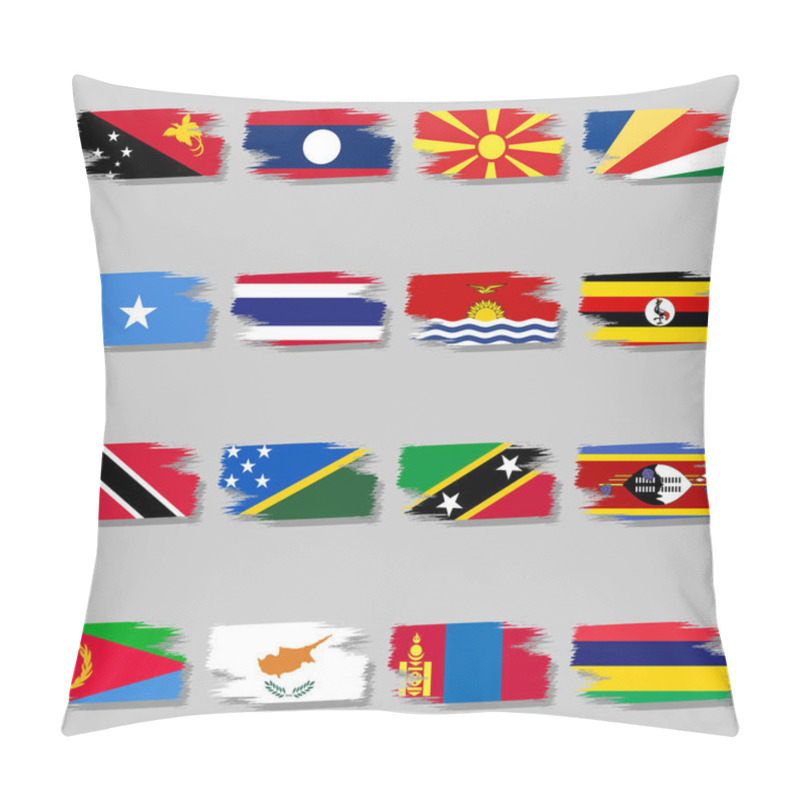 Personality  Vector Icons Smear By A Handful Of National Flags With Shadow Pillow Covers