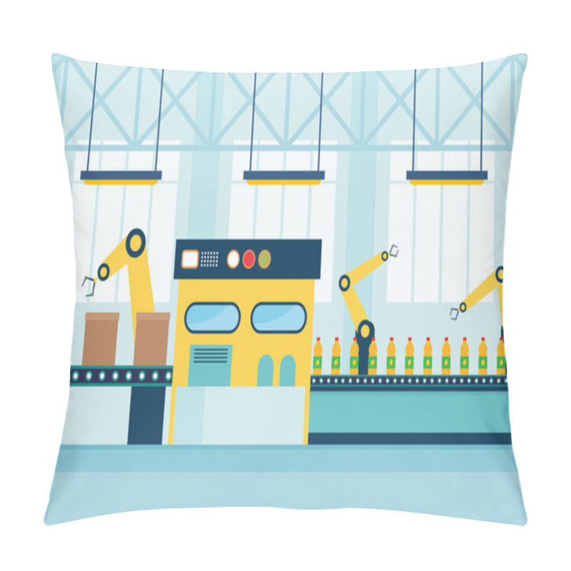 Personality  Industry Factory Concept Conveyor Automatic Production Robotic Assembly Illustration Pillow Covers