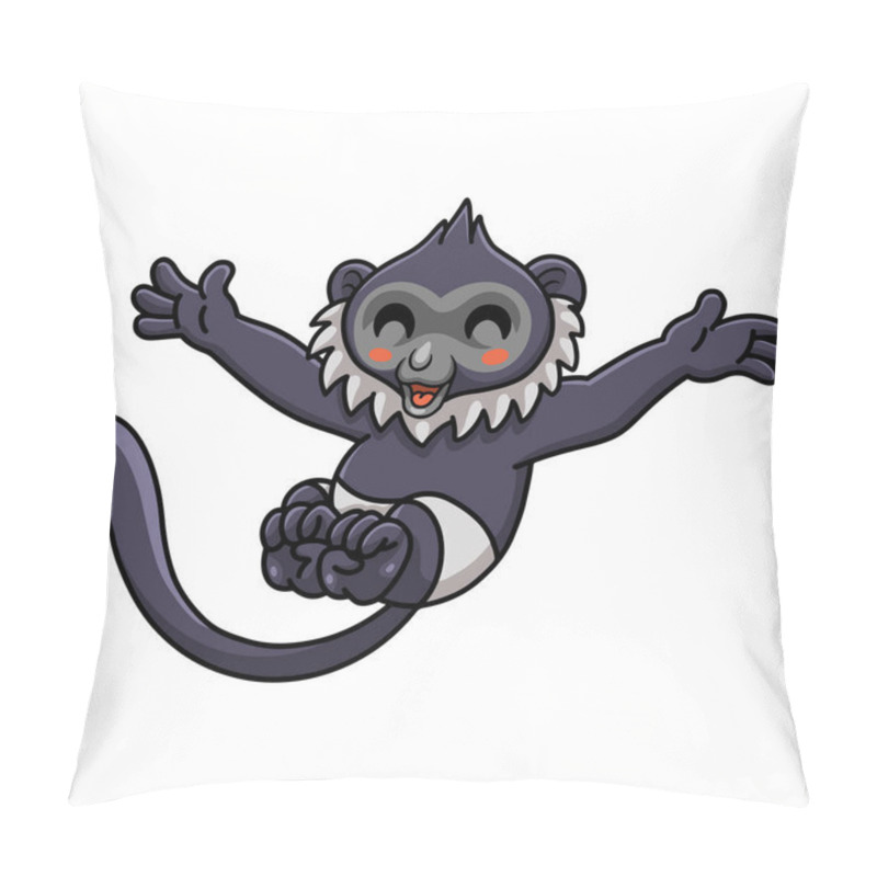 Personality  Vector Illustration Of Cute Delacour's Langur Cartoon Jumping Pillow Covers