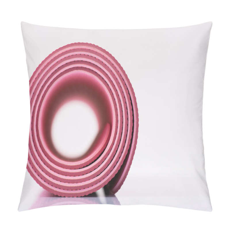 Personality  Rolled Up Yoga Mat On Reflecting Surface. Pillow Covers