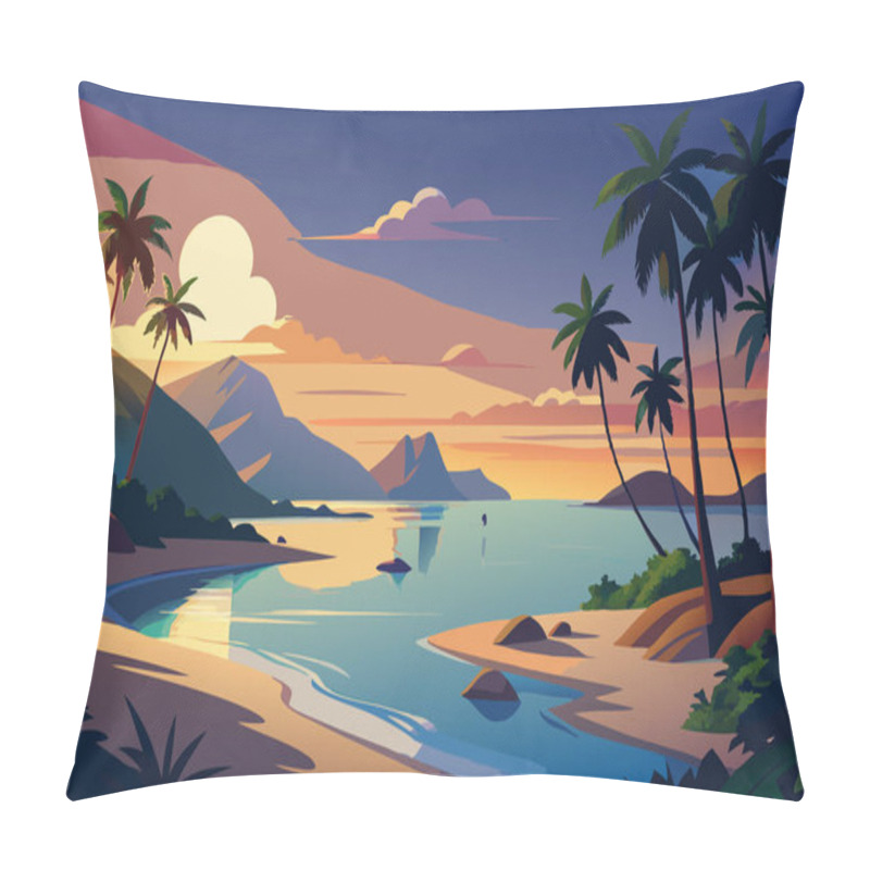 Personality  Summer Tropical Beach Landscape Background Pillow Covers