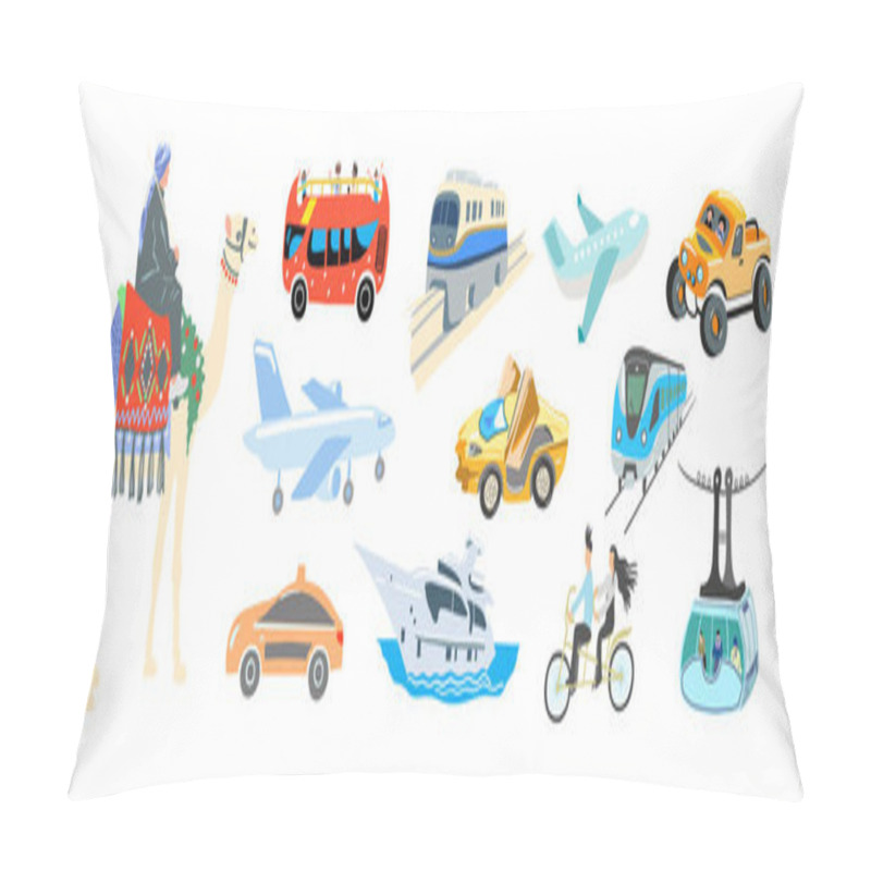 Personality  Set Of Hand Drawing Flat Style Transport - Various Means Of Transportation, Pillow Covers