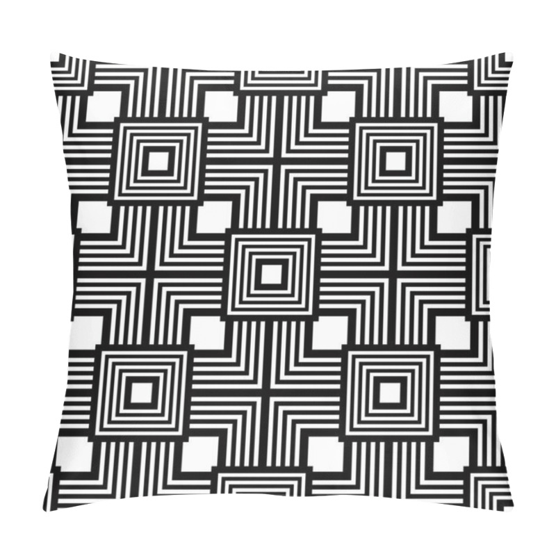 Personality  Seamless Black And White Pattern, Simple Vector Stripes Geometri Pillow Covers