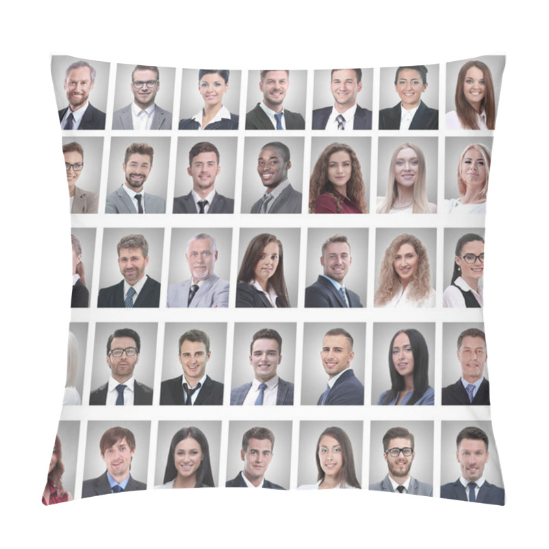 Personality  Collage Of Portraits Of Successful Young Businessmen Pillow Covers