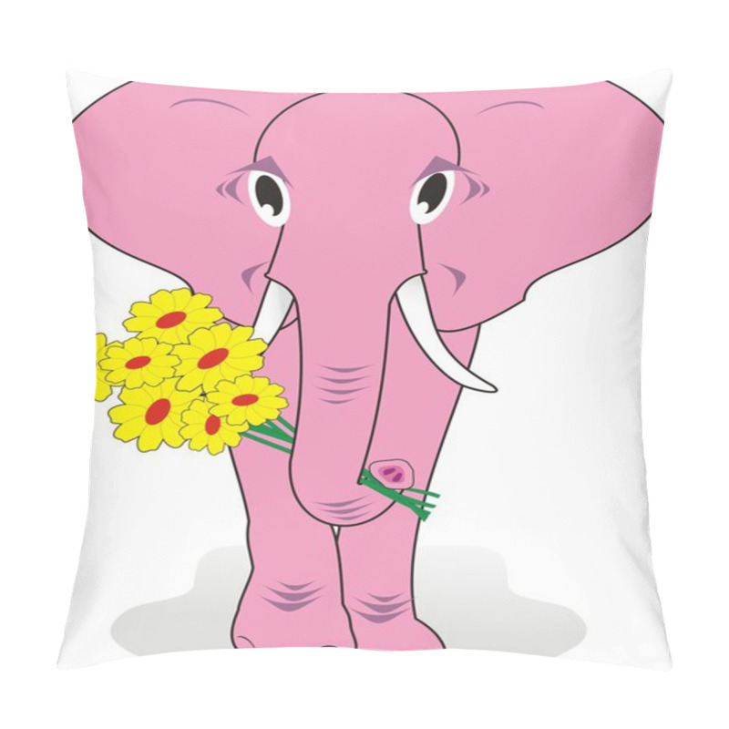 Personality  Pink Elephant With Flowers Pillow Covers