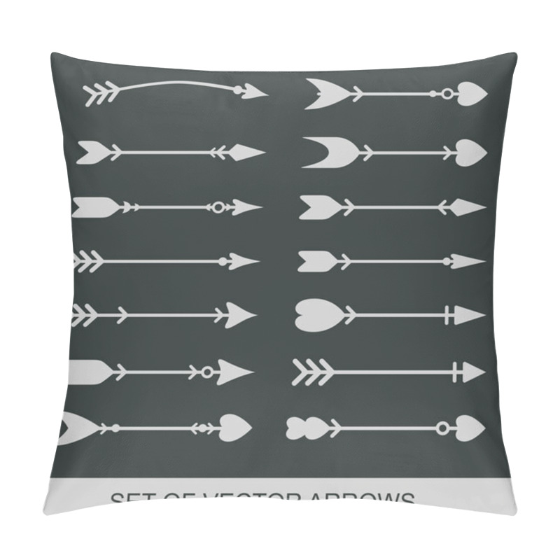 Personality  Set Of Black Hand Drawn Arrows For Bow. Hipster Ethnic Vector Elements. Arrow Cupid With A Heart. Illustrations For Web Design Pillow Covers