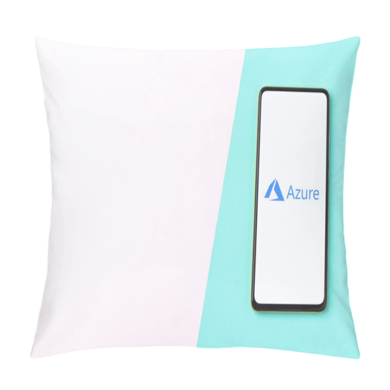 Personality  West Bangal, India - November 11, 2021 : Microsoft Azure Logo On Phone Screen Stock Image. Pillow Covers