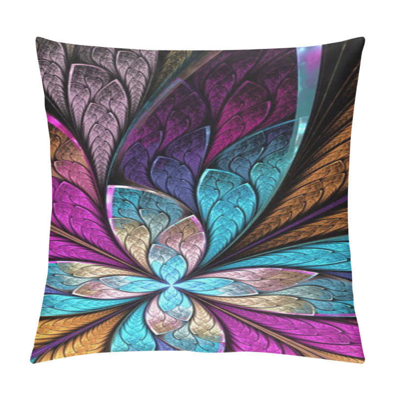 Personality  Beautiful Fractal Flower Or Butterfly In Stained Glass Window St Pillow Covers