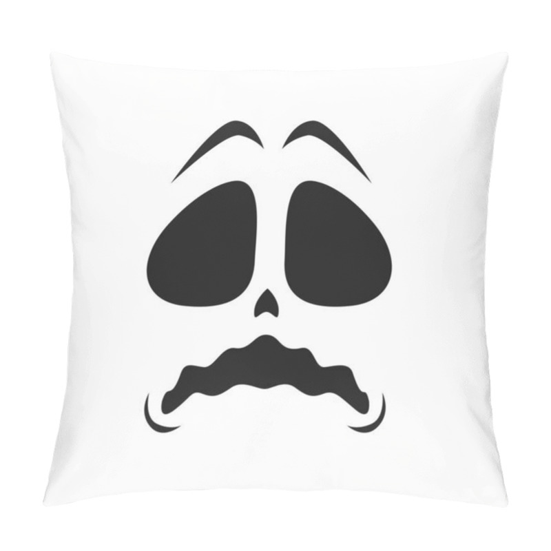 Personality  Frightened Ghost Face Vector Icon, Halloween Emoji, Scary Evil Creepy Emotion With Wide Open Eyes And Trembling Mouth. Jack Lantern Scream Isolated Monochrome Monster Pillow Covers