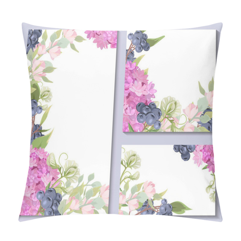 Personality  A Set Of Templates With Flowers And Berries. Templates For Cards And Invitations Pillow Covers