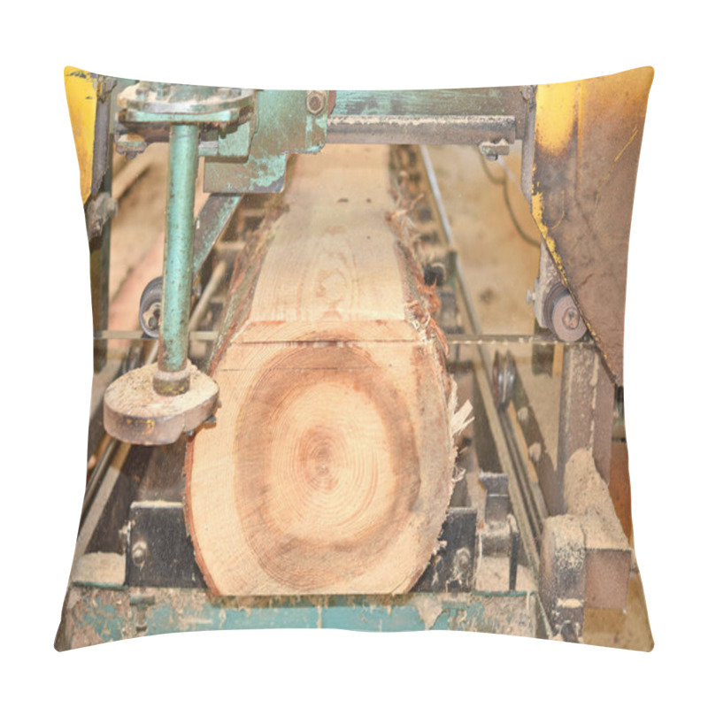 Personality  Sawing Logs On A Band Sawmill Pillow Covers