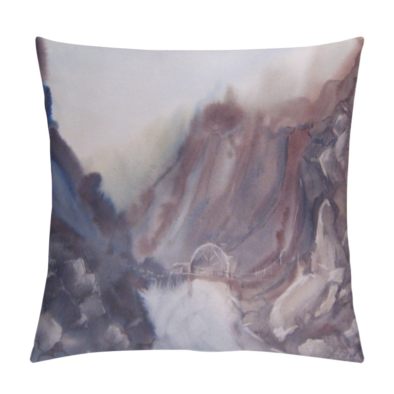 Personality  Bridge Over A Waterfall In The Mountains Pillow Covers