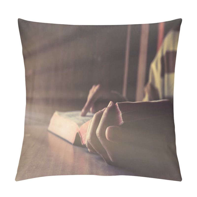 Personality  A Man Sittding While Reading Bible Or Book In Room  Pillow Covers