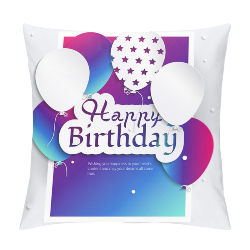 Personality  Vector Birthday Card With Balloons, And Birthday Text. Pillow Covers