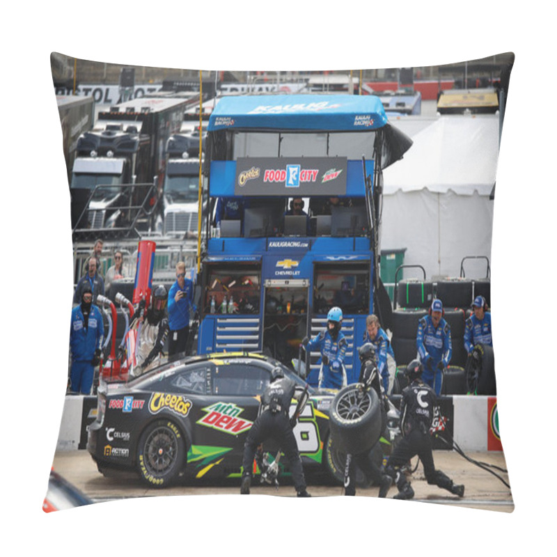 Personality  AJ Allmendinger Makes A Pit Stop For The Food City 500 In Bristol, TN, USA Pillow Covers