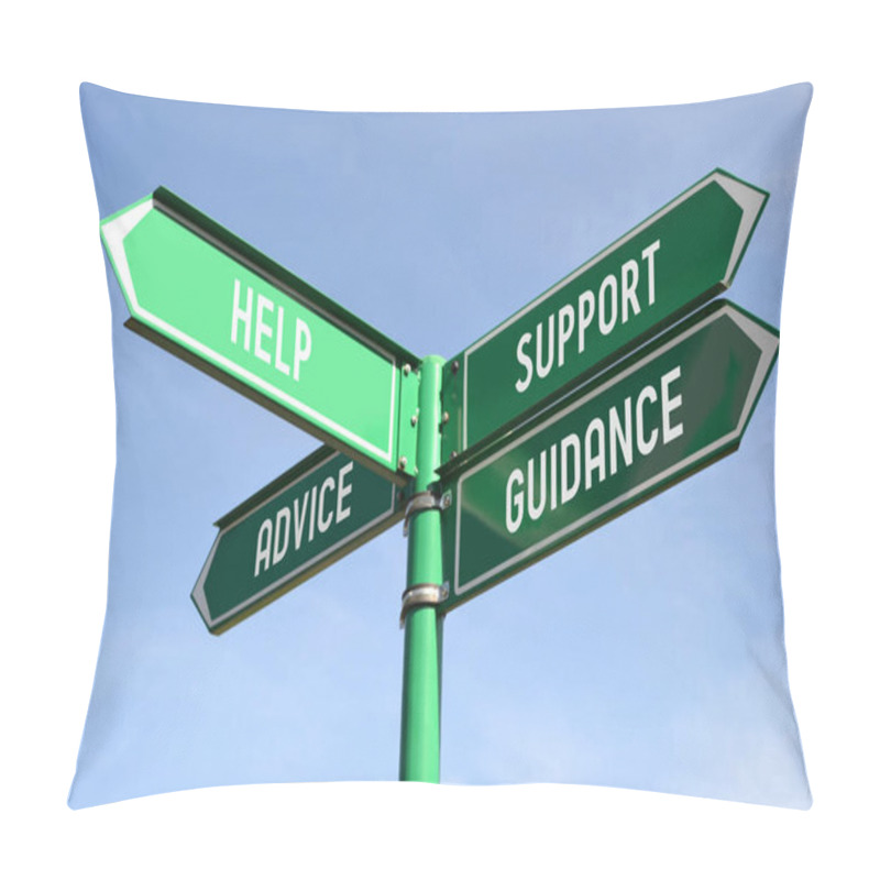 Personality  Help, Support, Advice, Guidance Signpost Pillow Covers