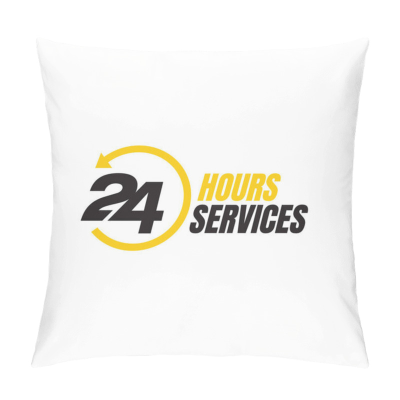 Personality  24 Hour Service Logo Vector Icon. Standby 24/7 Sign Day/night Se Pillow Covers