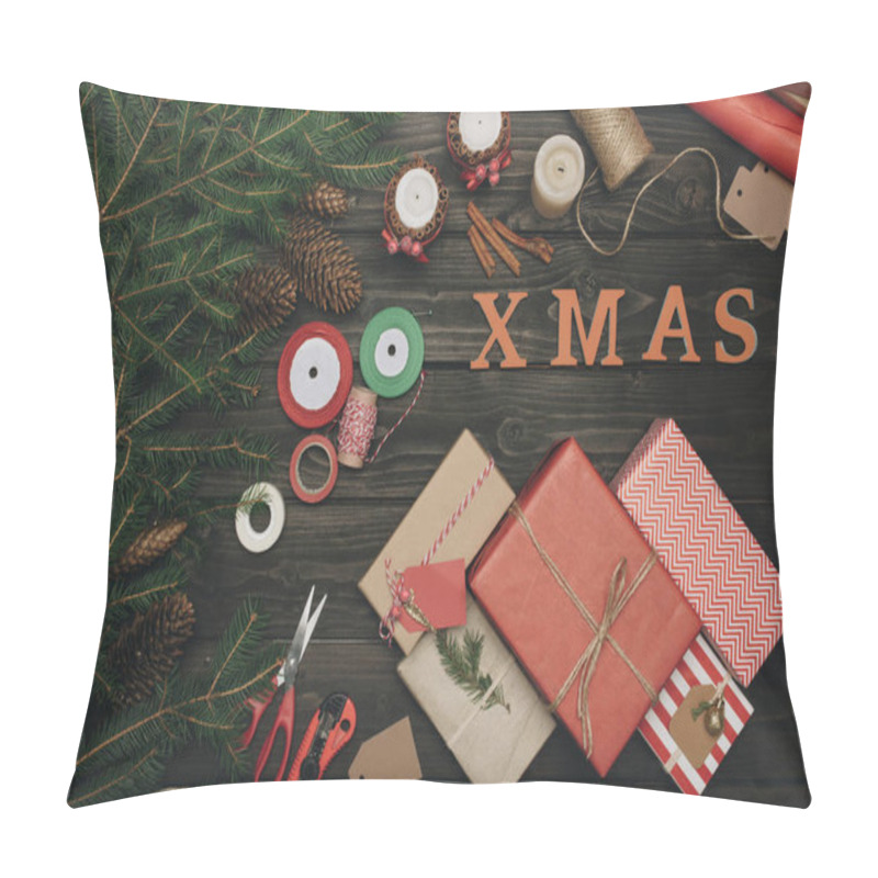 Personality  Christmas Composition With Gifts And Decorations Pillow Covers