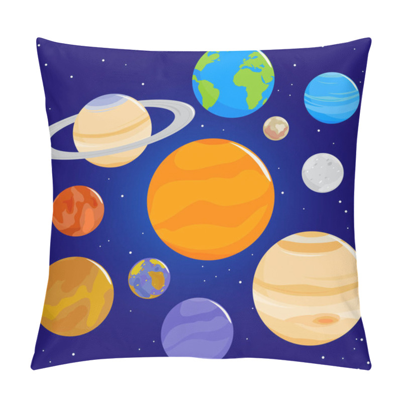 Personality  Planets Of Solar System In Space. Vector Illustration Pillow Covers